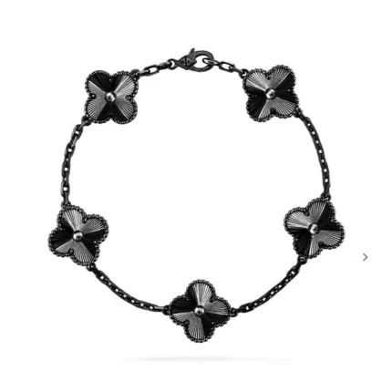 CLOVER 5 MOTIF BLACK BRACELET - 16(Customizable 16.5cm)