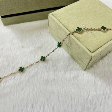 CLOVER 6 MOTIF MALACHITE BRACELET - Rose, 16(Customizable)