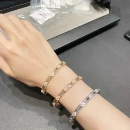 CLOVER BRACELET 4MM DIAMONDS - Silver, 16
