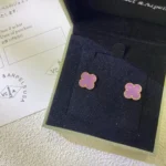 CLOVER MINI 9.5MM PURPLE VIOLET EARRINGS - Rose Gold