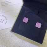 CLOVER MINI 9.5MM PURPLE VIOLET EARRINGS - Silver