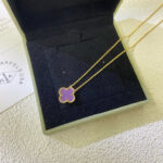 CLOVER 15MM PURPLE VIOLET NECKLACE - Gold