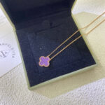 CLOVER 15MM PURPLE VIOLET NECKLACE - Rose Gold