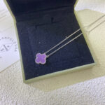 CLOVER 15MM PURPLE VIOLET NECKLACE - Silver