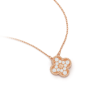CLOVER 15MM DIAMOND SINGLE FLOWER NECKLACE - Rose Gold