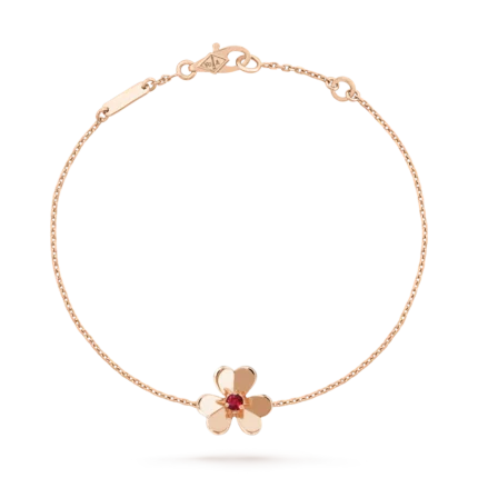 FRIVOLE GOLD FLOWER PINK MALACHITE BRACELET - Ruby