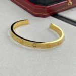LOVE BRACELET 6.1MM 1 DIAMOND OPEN CUFF - 17, Gold