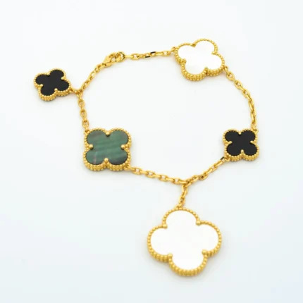 CLOVER BRACELET 5 MOTIFS ONYX MOP - 19