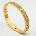 LOVE BRACELET 6.1MM DIAMOND-PAVED 10 BIG DIAMONDS - Gold, 16