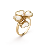 SWEET CLOVER WHITE MOP RING - Gold, 6