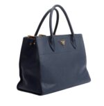 Pr.ada | Saffiano Leather Tote Bag In Navy Blue - Image 2