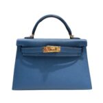 Her.mès | Mini Kelly 20 Sellier Handbag In A Deep Blue Hue With Gold Hardware