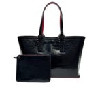 Chri.stian Loub.outin | Cabata Tote Bag In Black Crocodile-embossed Calfskin Leather