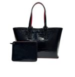 Chri.stian Loub.outin | Cabata Tote Bag In Black Crocodile-embossed Calfskin Leather