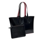 Chri.stian Loub.outin | Cabata Tote Bag In Black Crocodile-embossed Calfskin Leather - Image 3