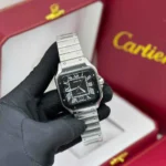 Car.tier Watch | Santos de Car,tier Steel Black Dial - Image 4