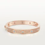 LOVE BRACELET 6.1MM DIAMOND-PAVED 10 BIG DIAMONDS - Rose Gold, 16