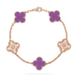 CLOVER 5 MOTIF VIOLET BRACELET COLLECTION - Rose-Diamond, 19