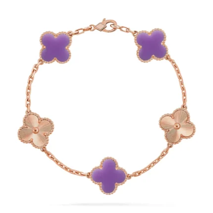 CLOVER 5 MOTIF VIOLET BRACELET COLLECTION - Rose-Laser, 19