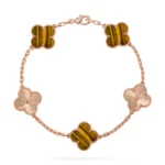CLOVER 5 MOTIFS TIGER EYE BRACELET COLLECTION - Rose, Laser