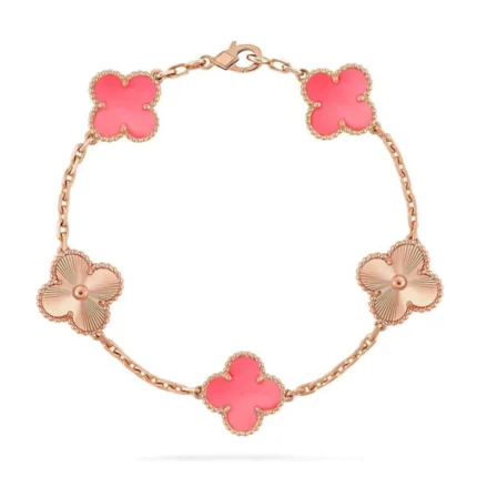 CLOVER 5 MOTIFS PINK MOP BRACELET COLLECTION - Rose-Laser, 19