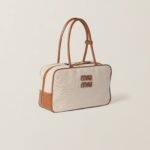 M.iu M.iu | Beau canvas and leather bag Beige/brandy - Image 3