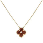 CLOVER 15MM DIAMOND AND YELLOW TIGER'S EYE AGATE necklace - Rose Gold
