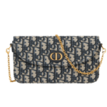Di.or | 30 Montaigne East-west Chain Bag In Blue Dior Oblique Jacquard Canvas.