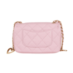 Chan.el | Mini Rectangular Flap Bag With Heart Chain In Pink Lambskin And Antique Gold-tone Hardware - Image 2