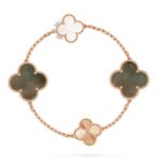 DETACHABLE CLOVER 15(11+4) FLOWER ROSE GOLD NECKLACE SET