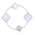 DETACHABLE CLOVER 15(11+4) FLOWER SILVER NECKLACE SET