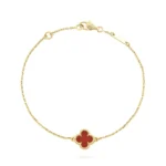 CLOVER CARNELIAN SINGLE FLOWER BRACELET
