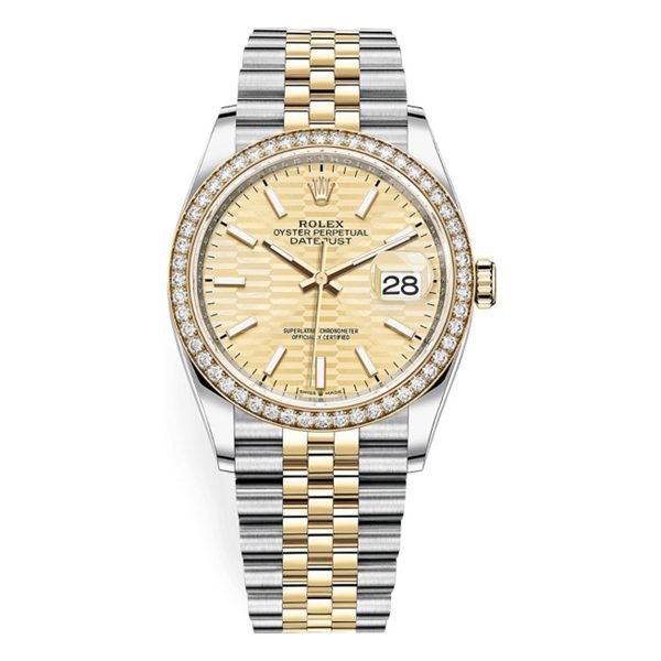 Rolex Datejust Golden Fluted Dial Luxury Designer Watch