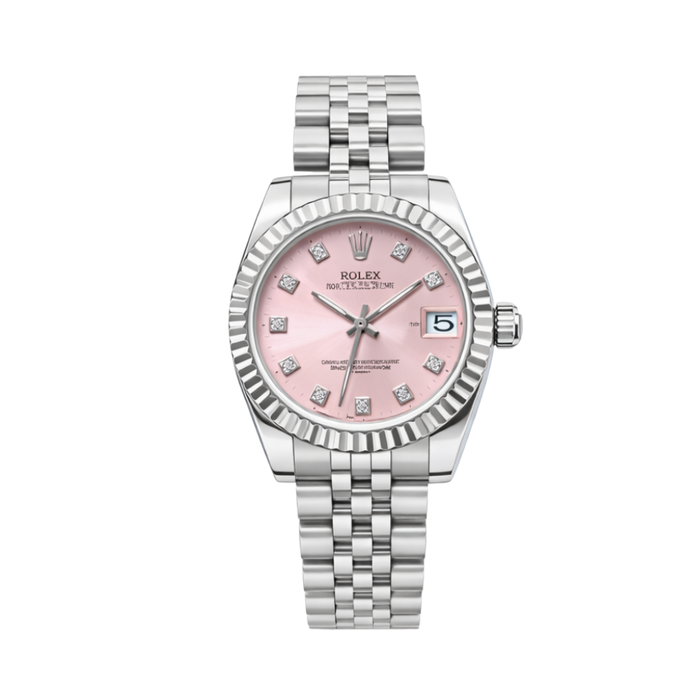 Rolex Datejust Pink Dial Fluted Bezel & Jubilee Luxury Designer Watch