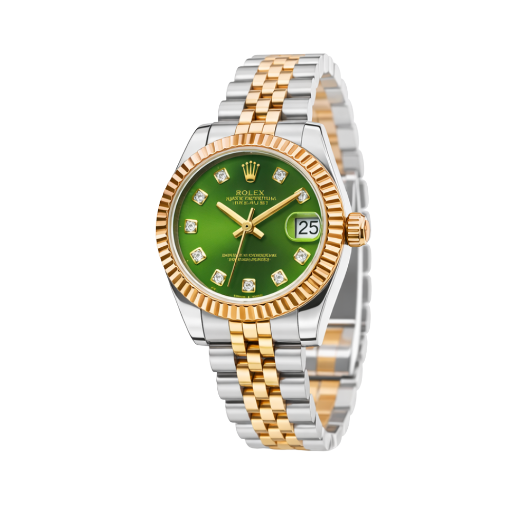 Rolex Rolex Datejust White&Gold-Dial Olive-Green Luxury Designer Watch - Image 2