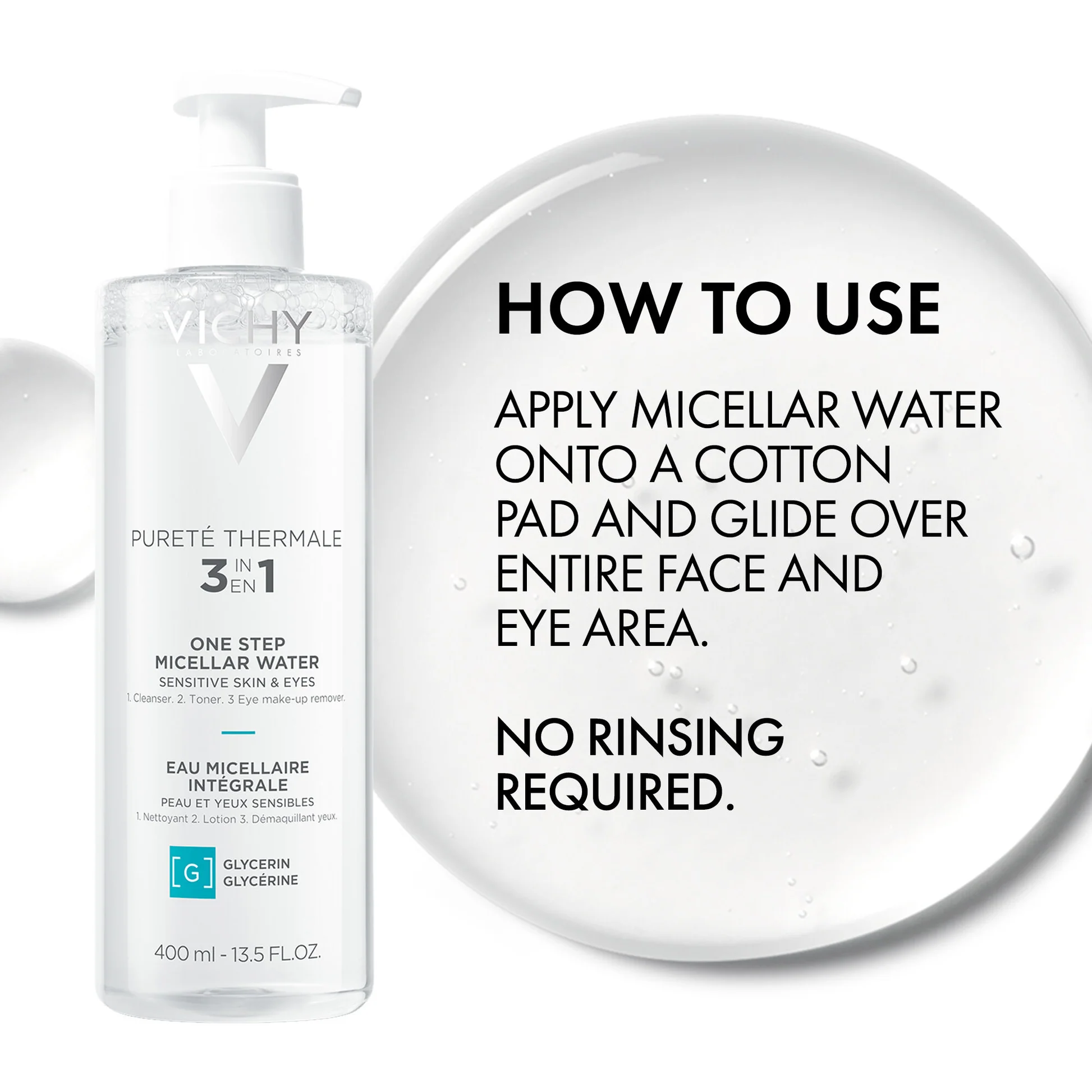 Vichy 3 in 1 Pureté Thermale One Step Micellar Water, 400ml - Image 2