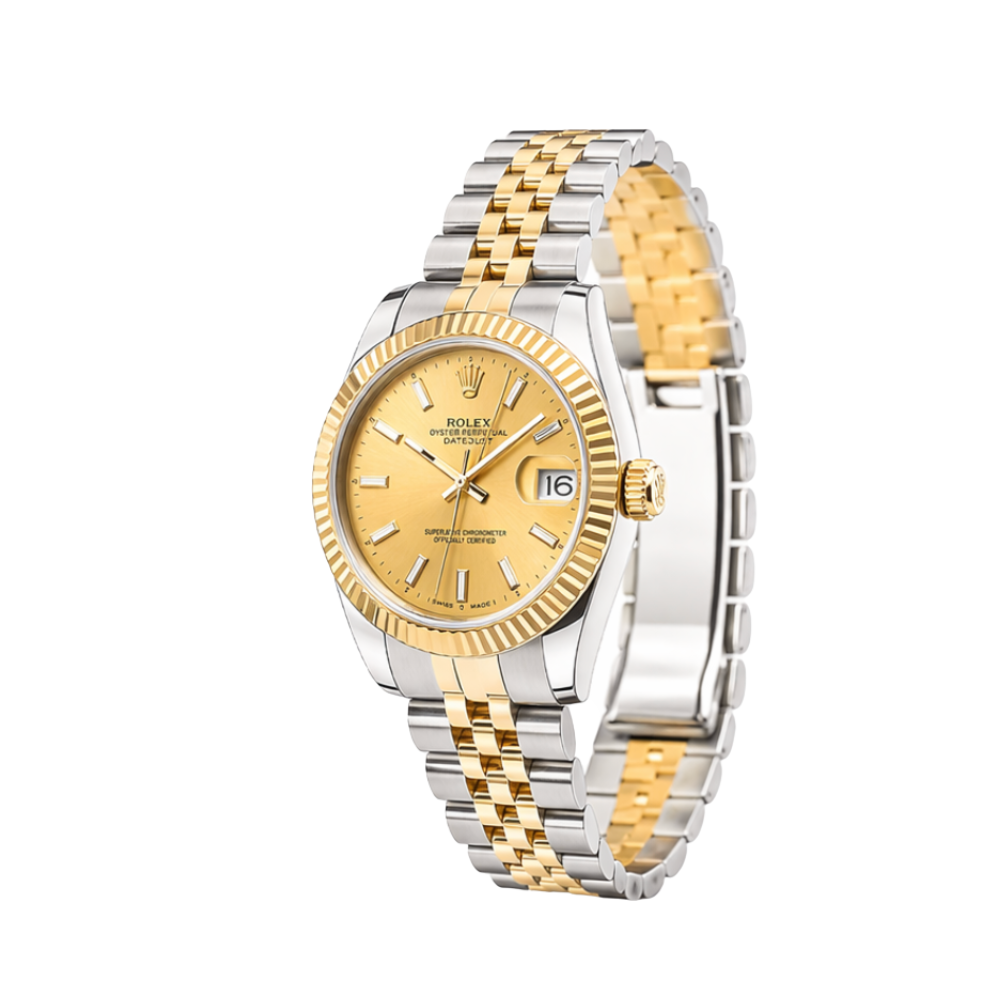 Rolex Datejust Golden Dial Fluted Bezel Luxury Designer Watch - Image 3