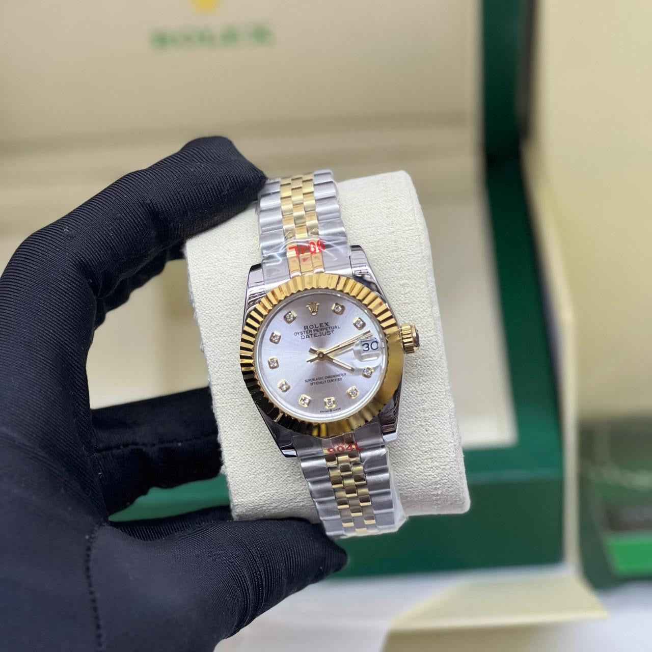 Rolex Datejust Silver Diamond Dial Luxury Designer Watch - Image 4