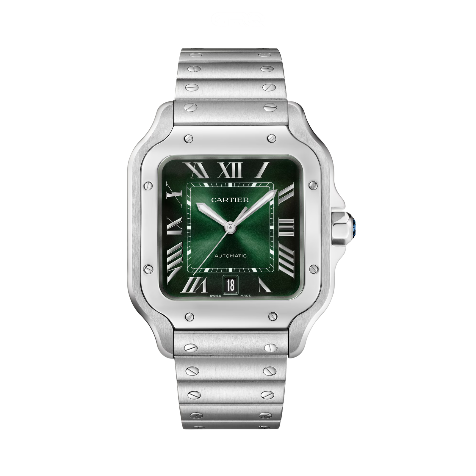 Cartier Santos de Large Green Dial Stainless Steel Luxury Designer Watch