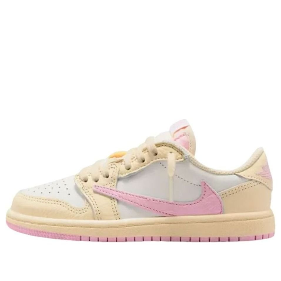 IQ7605-100-1BackgroundRemoved (بي إس) Air Jordan x Travis Scott 1 Retro لو OG 'Shy Pink' - Image 1