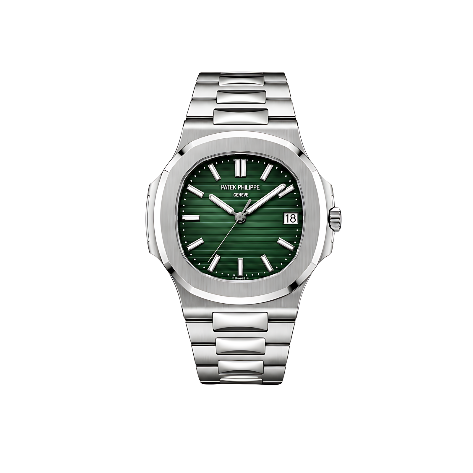 Patek Philippe Luxury Designer Watch | Nautilus Green Dial Two Tone Silver