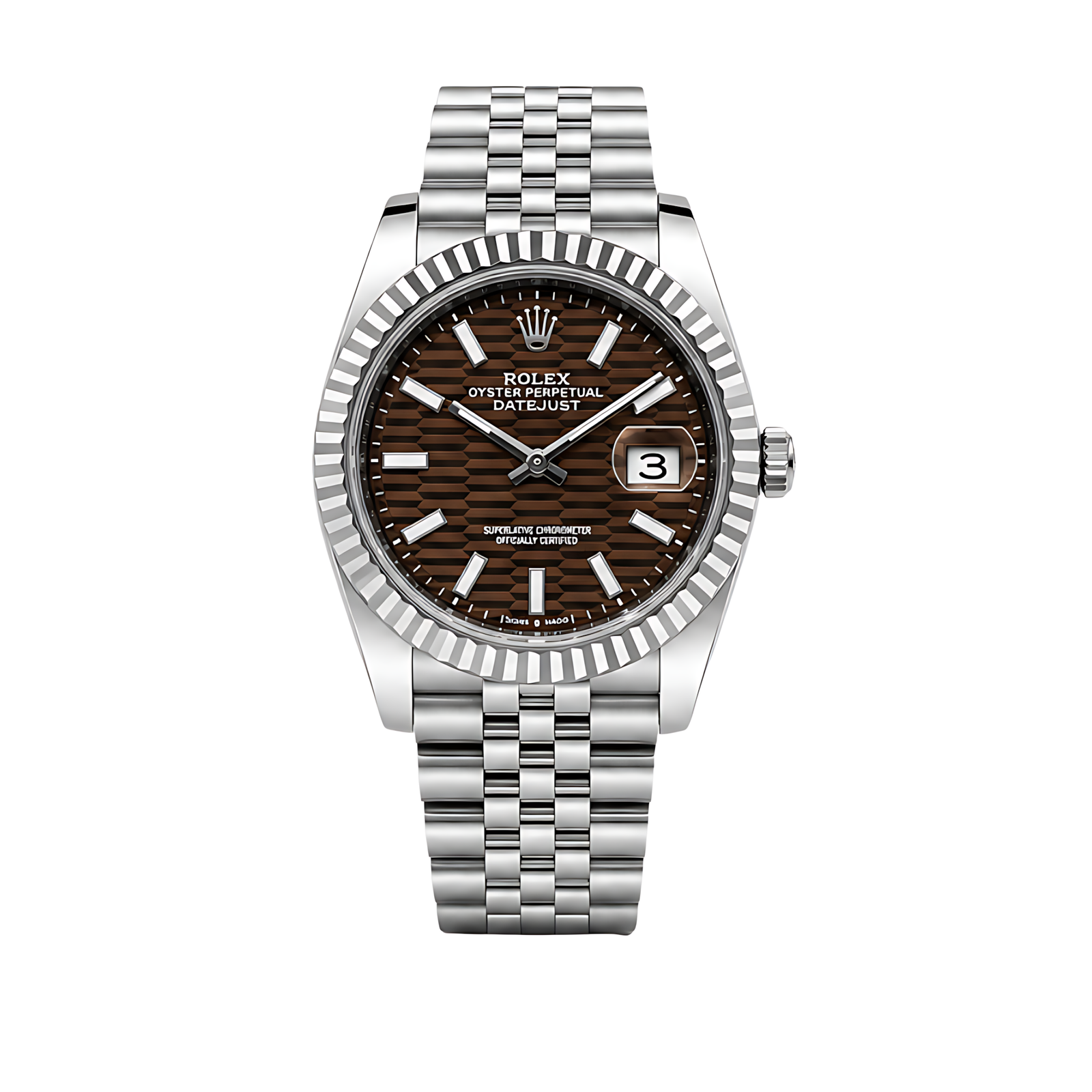 Rolex Luxury Designer Watch | Datejust Brown Waffle Dial Silver