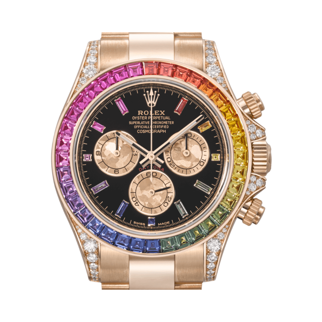 Rolex Rainbow Black Dial Luxury Designer Watch - Image 4