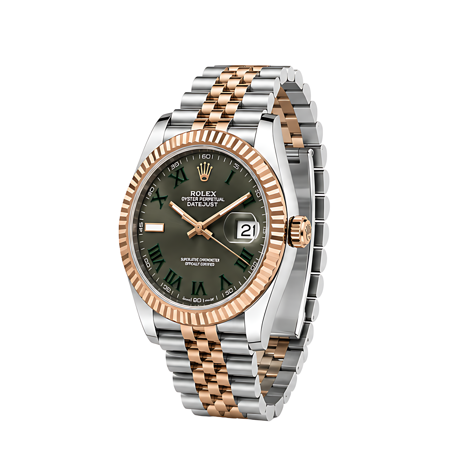 Rolex Luxury Designer Watch | Datejust Wimbledon Dial Two Tone Rose Gold - Image 2