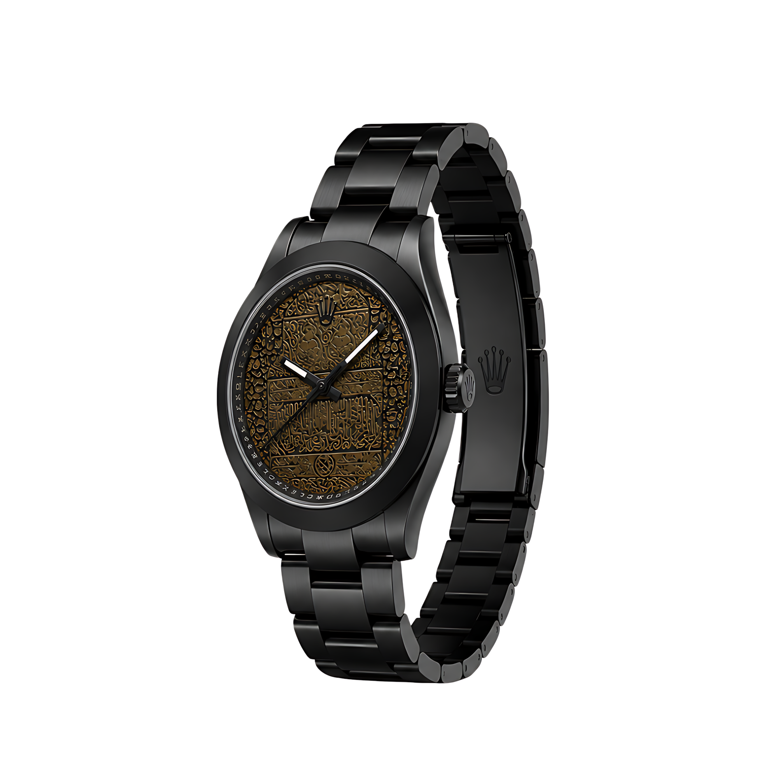 Rolex Luxury Designer Watch | Milgauss Arabic Gold Dial Matte Black - Image 3