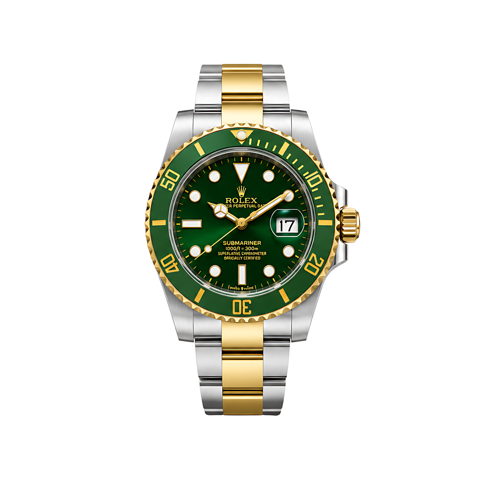 Rolex Luxury Designer Watch | Submariner Date Green Dial Green Gold Bezel Gold Silver