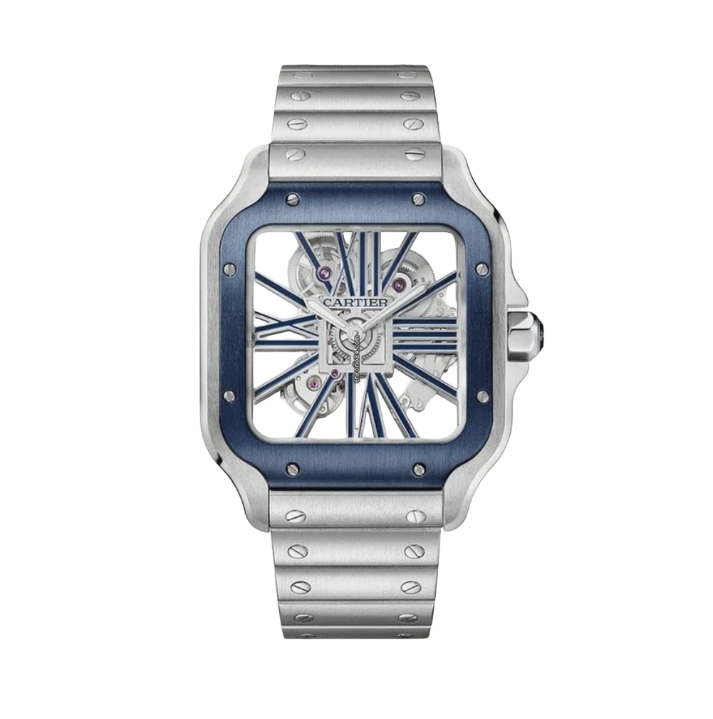 Cartier Santos de Skeleton Blue Luxury Designer Watch – Blue & Skeleton