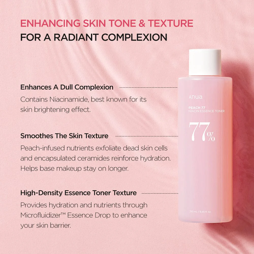 Anua Peach 77% Niacin Essence Toner, 250ml - Image 3