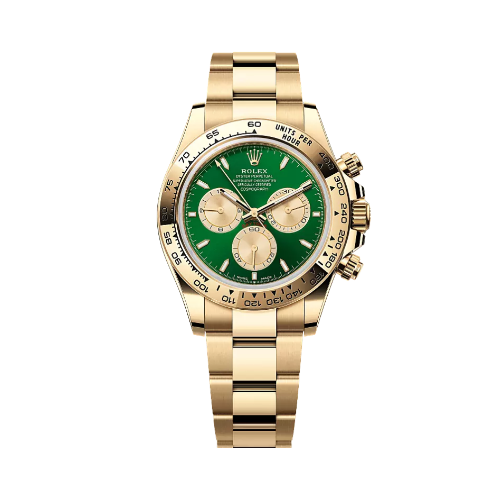Rolex Yellow Gold Green Dial Luxury Designer Watch - Image 2