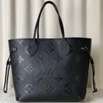 LV Black Monogram Empreinte Leather Neverfull MM NM Bag